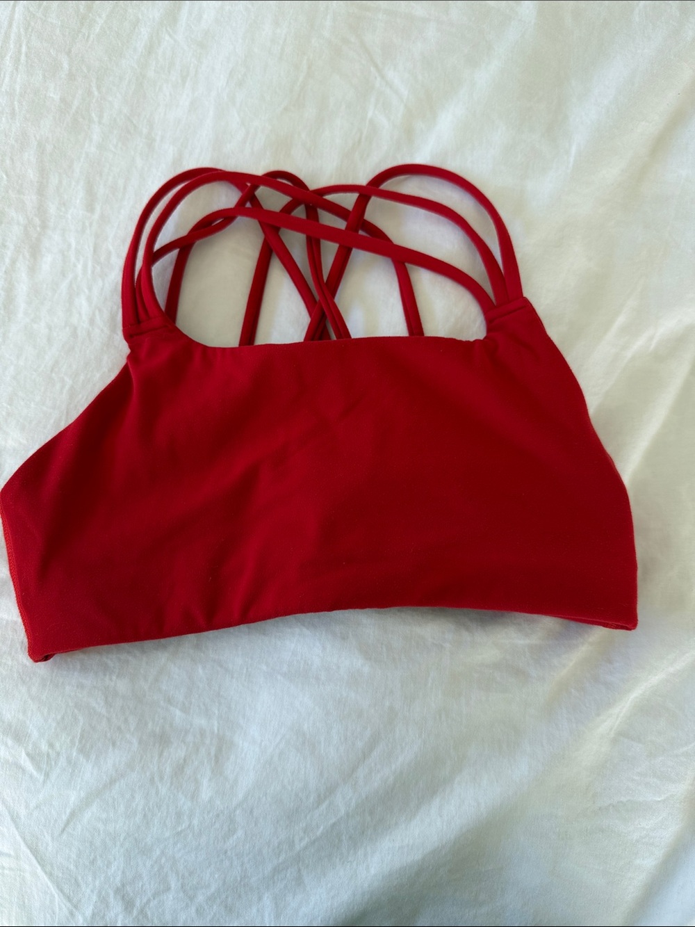 Athleta Red Strappy Sports Bra with Crisscross Back